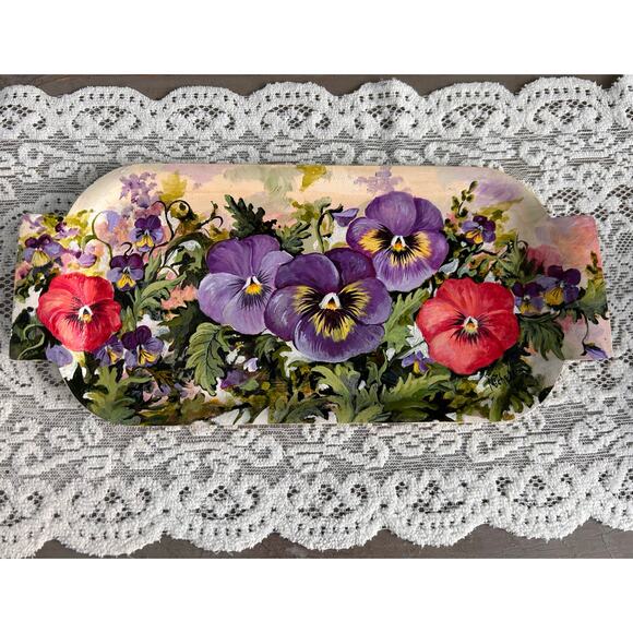 Gorgeous Vintage Hand Painted Decor Tray - Picture 3 of 7